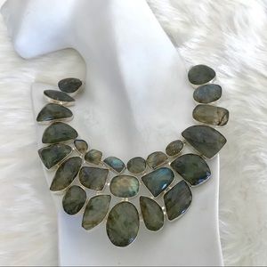 LABRADORITE GEMSTONE NECKLACE. 925 Silver